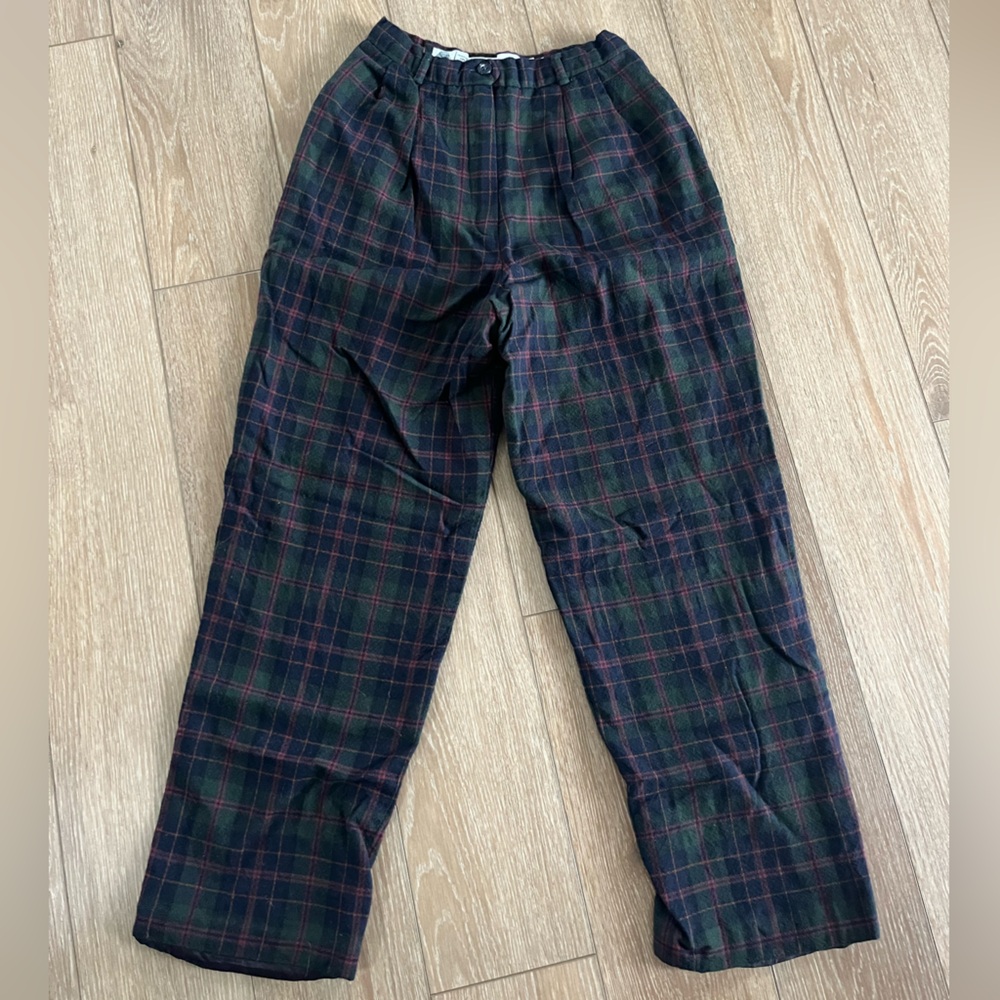 Vintage JHCollectibles 100% pure wool plaid Women's pants size 4P Made in USA